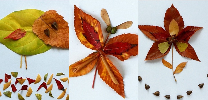 Applique de folhas de outono para o jardim de infância e 1-2 aulas de escola, aulas de mestrado com foto e vídeo