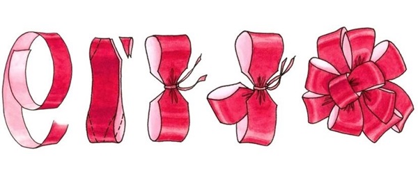 Como fazer um arco de fita de cetim com suas próprias mãos