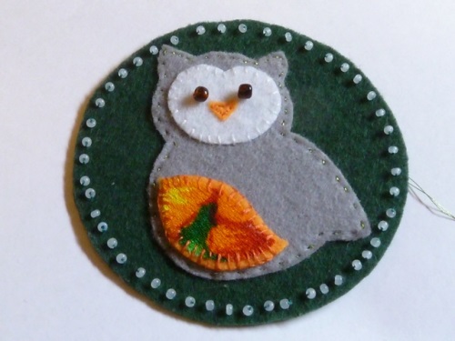 Brooch coruja de feltro