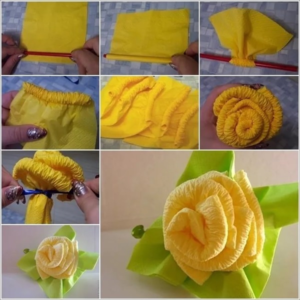 Rose de um guardanapo com suas próprias mãos
