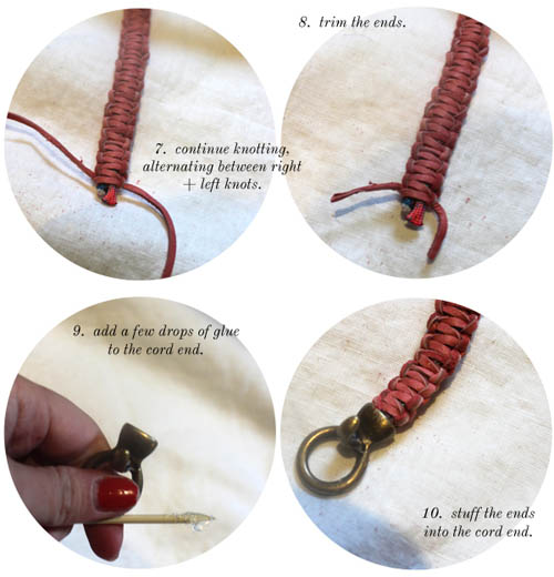 Pulseira com um cordão largo e tiras de couro