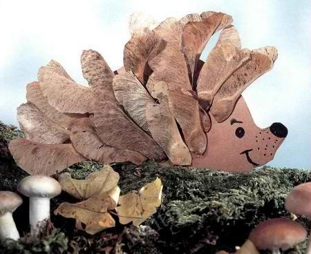 Master-class "Outono artesanato feito de material natural. Aplicação "Hedgehog from leaves" »