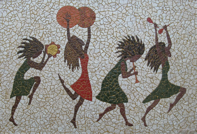 Mosaico a partir de casca de ovo