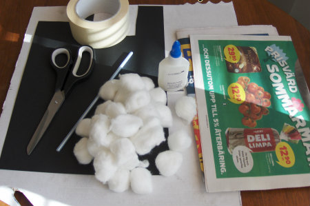 Materiais para a produção de ovelhas de bolinhas de algodão