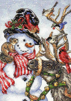 Esquema de bordados de Ano Novo: boneco de neve