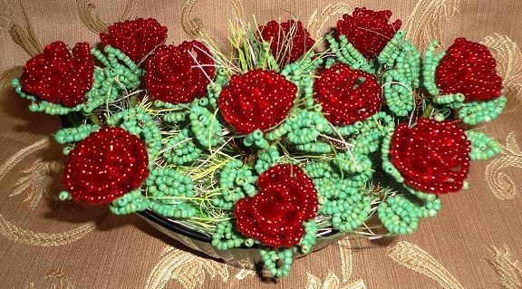Tecido de rosas de grânulos