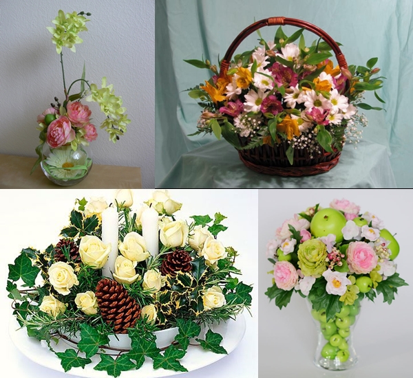 Composição florística de flores de mãos dadas