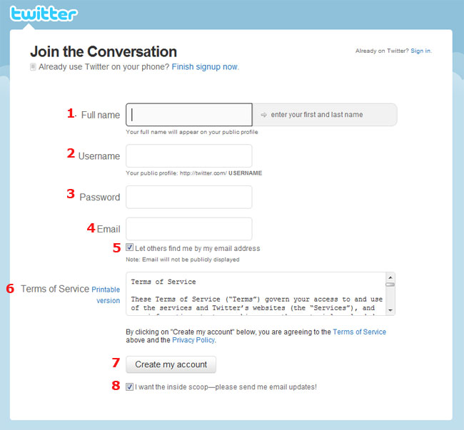 Como se registrar no Twitter Como se registrar no Twitter
