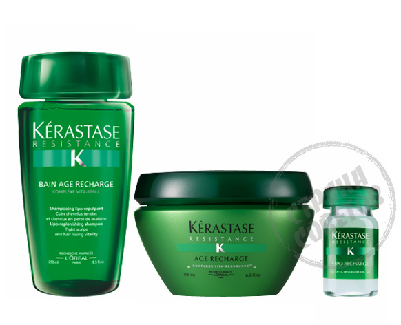 Kerastase Resistance Age Recharge shampoo, máscara, concentrado
