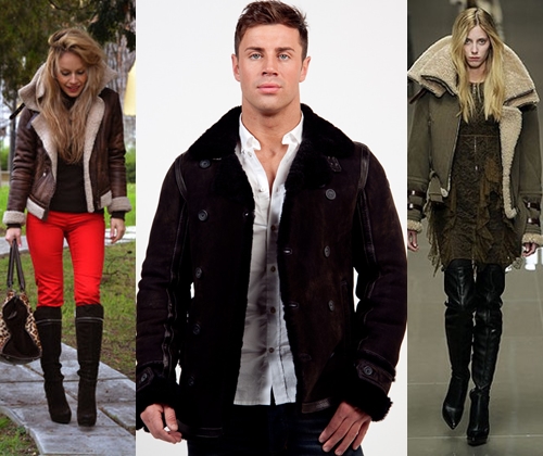 Pele de carneiro feminina e masculina na moda no inverno de 2013-2014 (foto)
