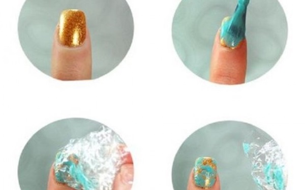 Manicure de mármore com gel-verniz