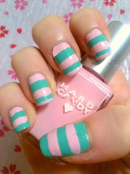 Manicure elegante e fresca 2015: unhas de cor de menta, foto