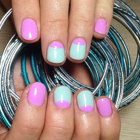 Manicure elegante e fresca 2015: unhas de cor de menta, foto