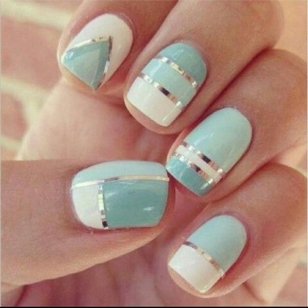 Manicure elegante e fresca 2015: unhas de cor de menta, foto