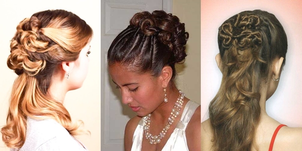 Idéias de penteados noturnos com as mãos no cabelo médio