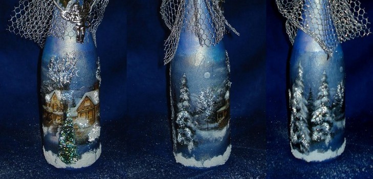 Decoupage de champanhe para o Ano Novo