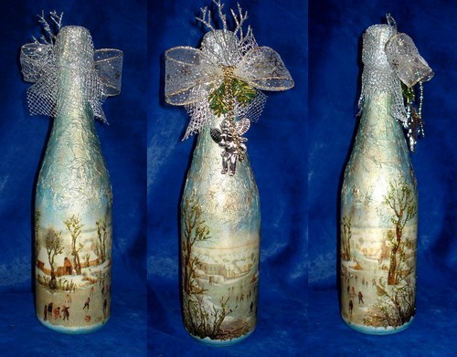 Decoupage de champanhe para o Ano Novo