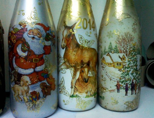 Decoupage de champanhe para o Ano Novo