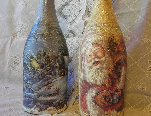Decoupage de champanhe para o Ano Novo