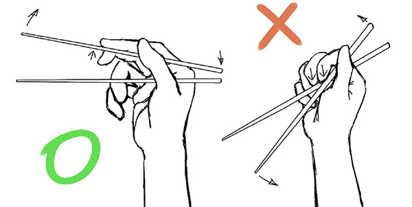 Como segurar varas para sushi