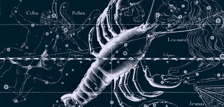 sinal de câncer em um mapa de estrelas