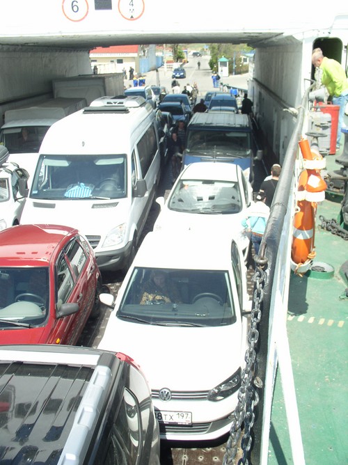 Nós vamos para a Criméia de carro com um cachorro