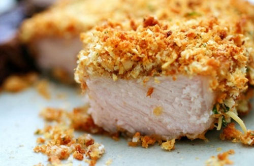 Bifes de porco em breading