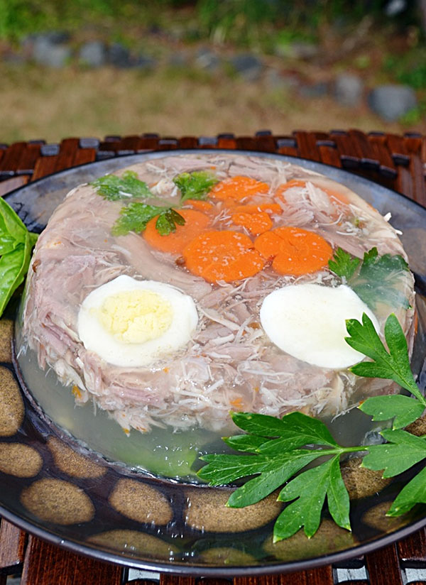 Receitas de um resfriado com fotos tomadas passo a passo - de porco, haste, carne, pernas de frango, com gelatina