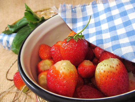 A receita de morangos em seu próprio suco
