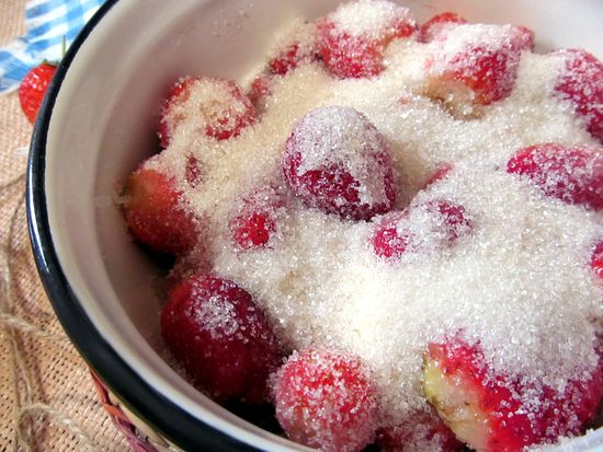 A receita de morangos em seu próprio suco