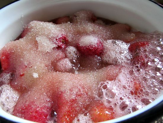 A receita de morangos em seu próprio suco