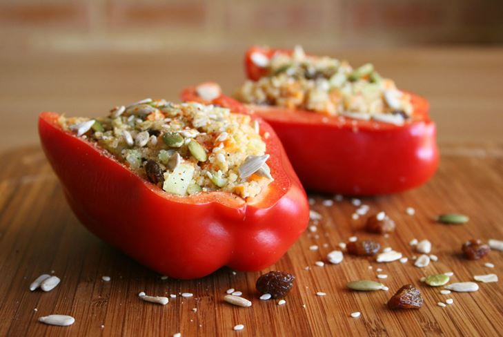 Pimenta recheada com legumes, para o inverno - receita fotográfica
