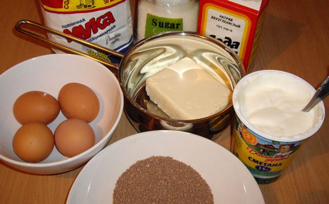 ingredientes para o bolo