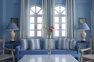 Interior em cor azul